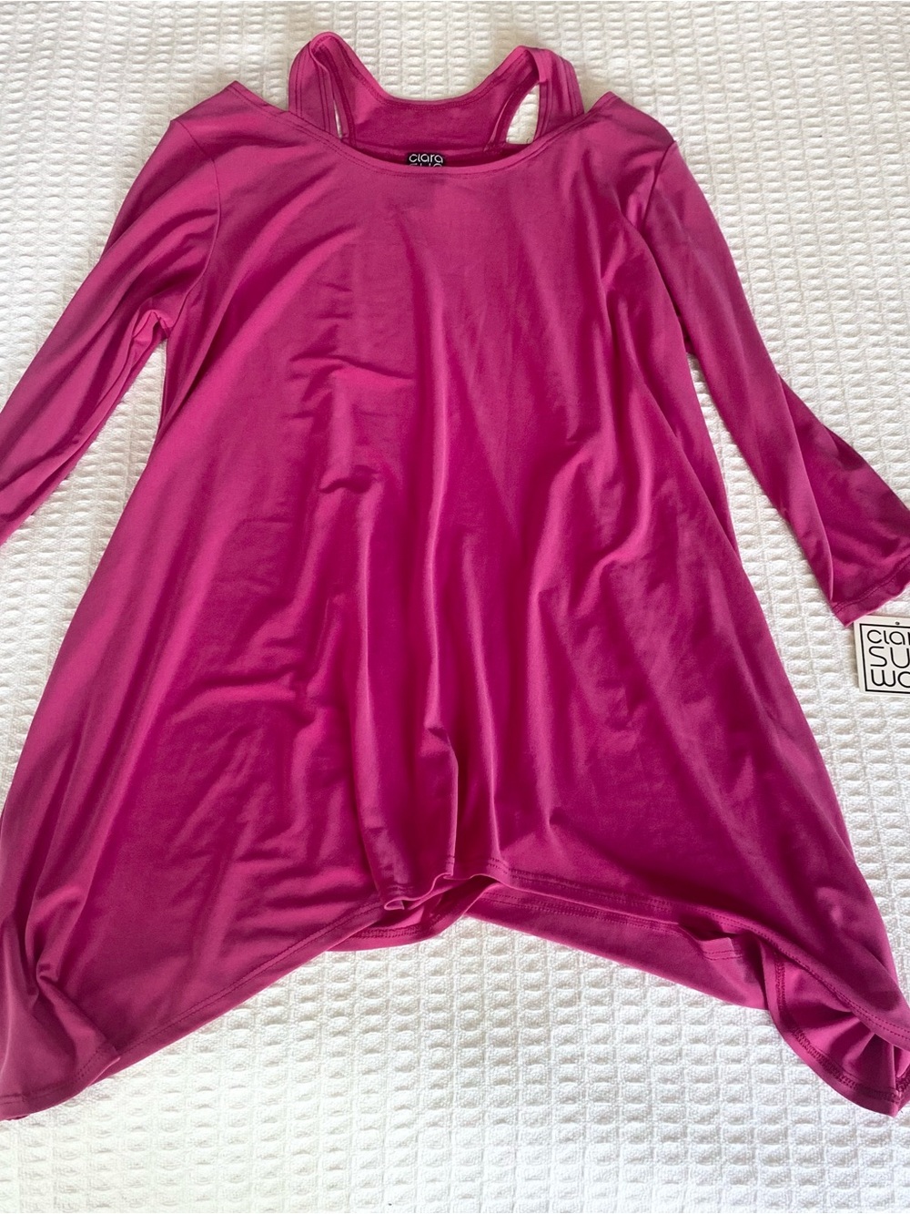 Clara Sun Woo Fuchsia Long Sleeve Swing Tunic Medium NWT